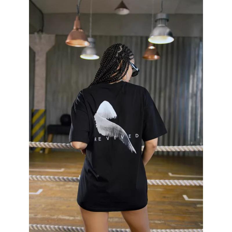 Pure cotton American short-sleeved T-shirt women s bottoming shirt loose top S