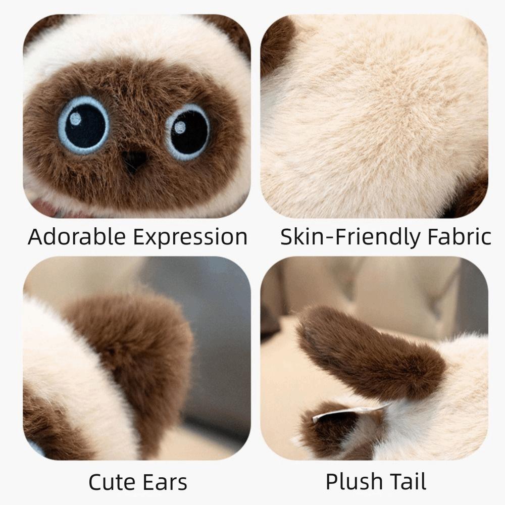 Soft Simulation Cat Plush Toy Cute Cartoon Cat Plush Keychain  Birthday Gift