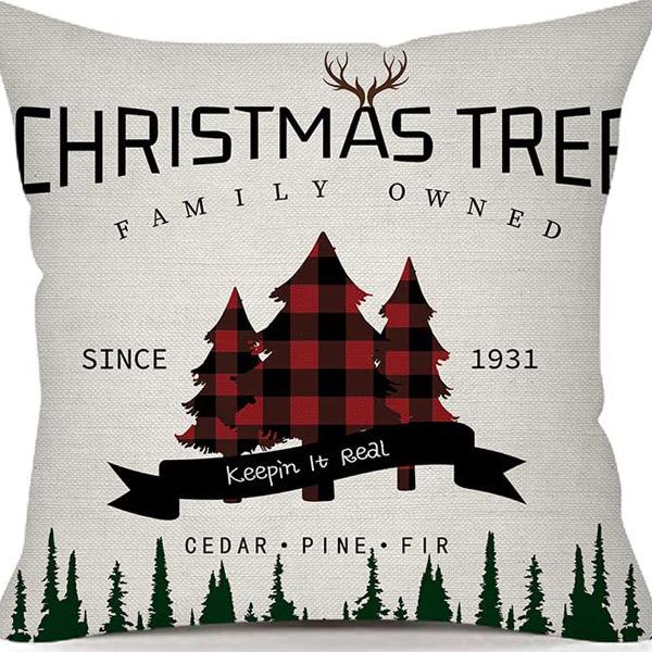 Christmas Pillowcase Linen Print Elk Snowman Home Decoration Sofa Cushion Cover