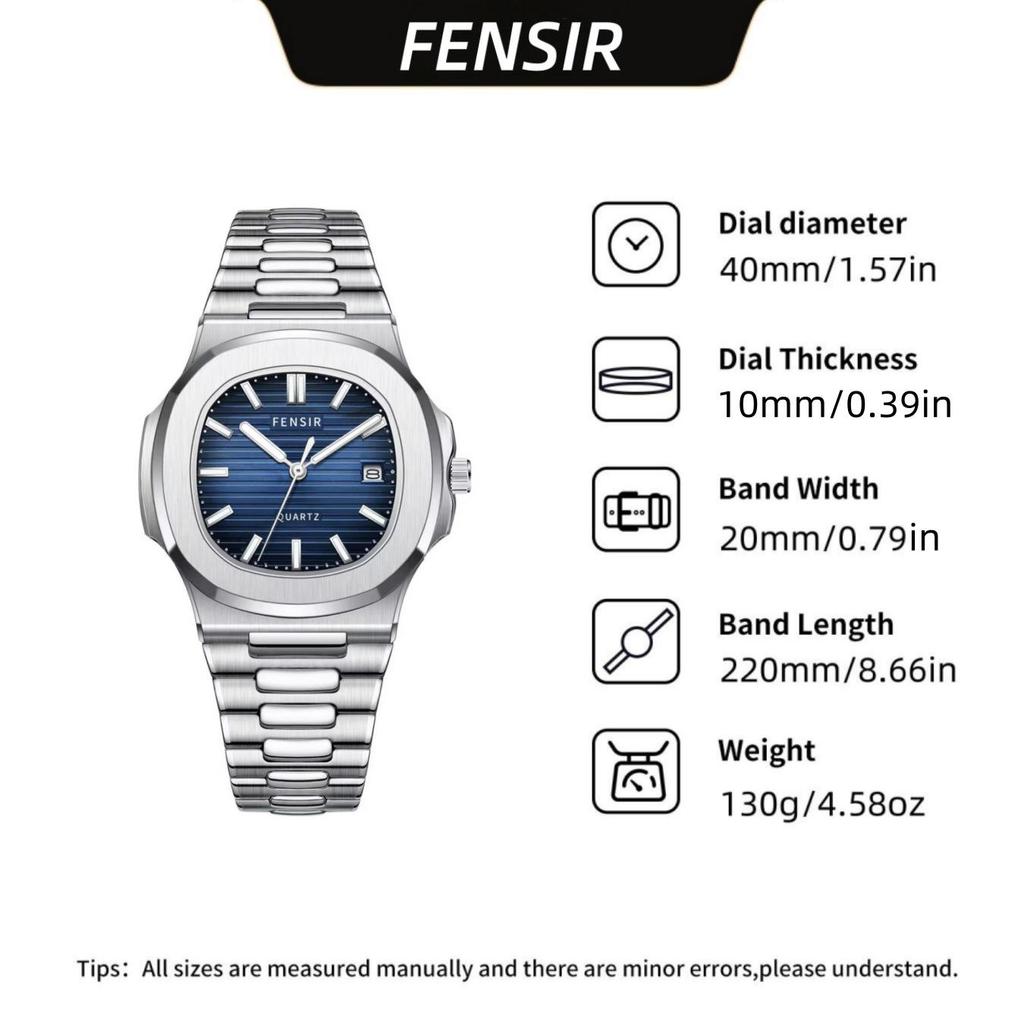 Fins 2030 Nautilus Reloj de Cuarzo Cuadrado para Hombre con Calendario - Diseño Moderno y Único