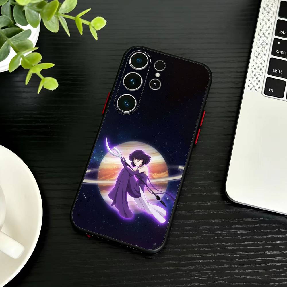 Kreslený kryt na telefon I-Sailor M-Moon pro Samsung S26, S25, S24, S23, S22, S30, S21, Ultra, Plus, FE 5G Černý měkký kryt