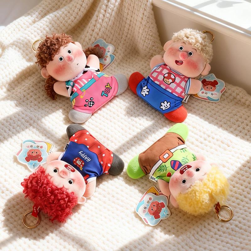 Blonde Boy & Brown Red Yellow Hair Girl Plush Doll - Soft Fluffy Stuffed Toy, Cute Collectible Doll for Kids & Display