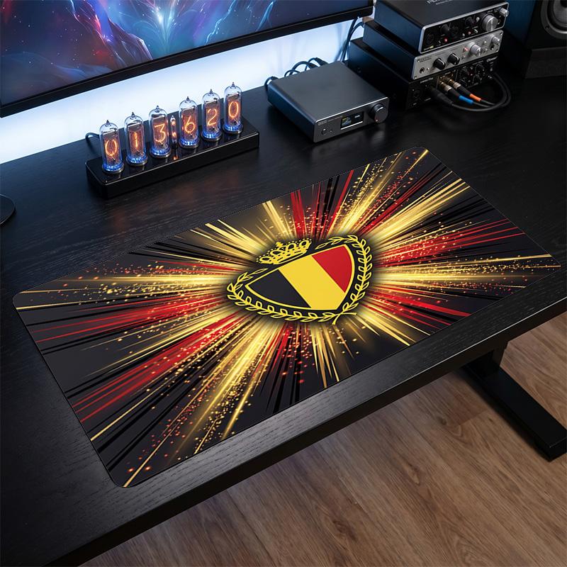 Belgium Football Crest Mouse Pad, Extended Non Slip Rubber Desk Mat for Gaming Office Laptop Fan Gift