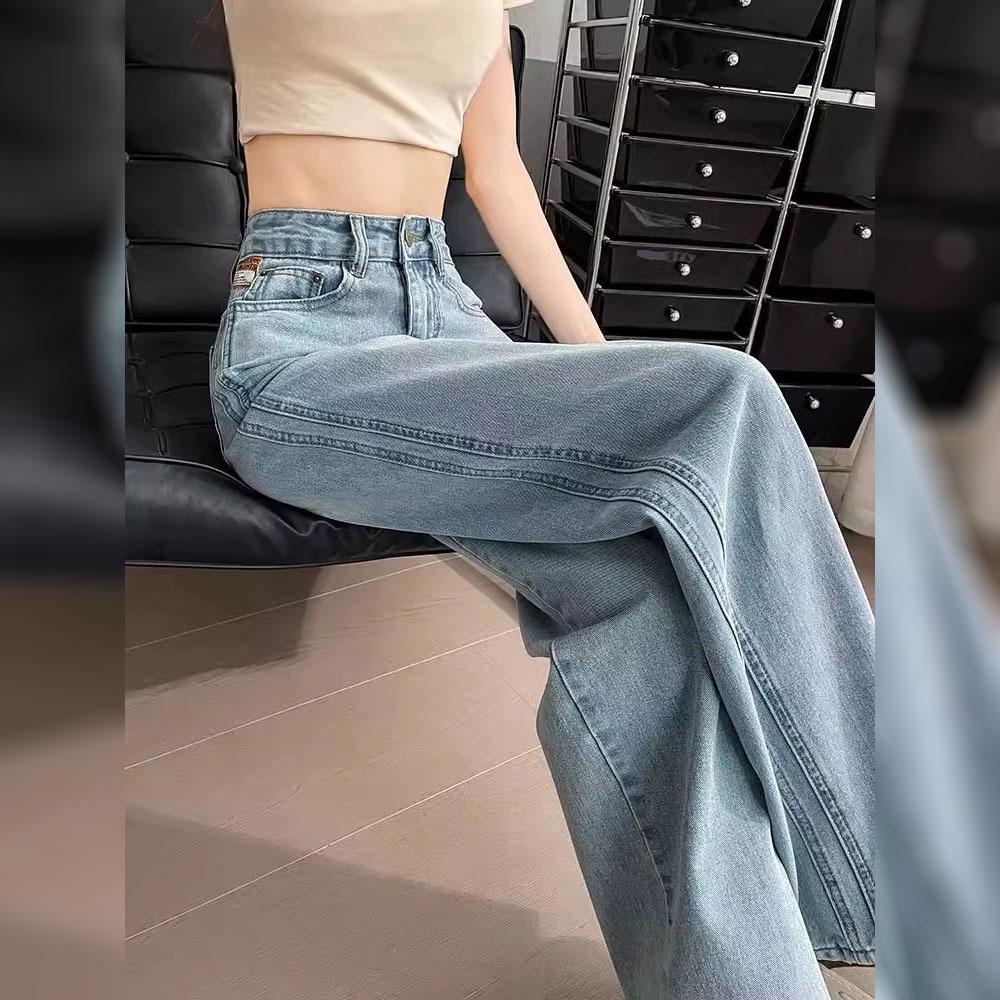 Light Wash Plus Size High Waist Wide Leg Jeans for Women - Summer 2025 Slimming Style S
