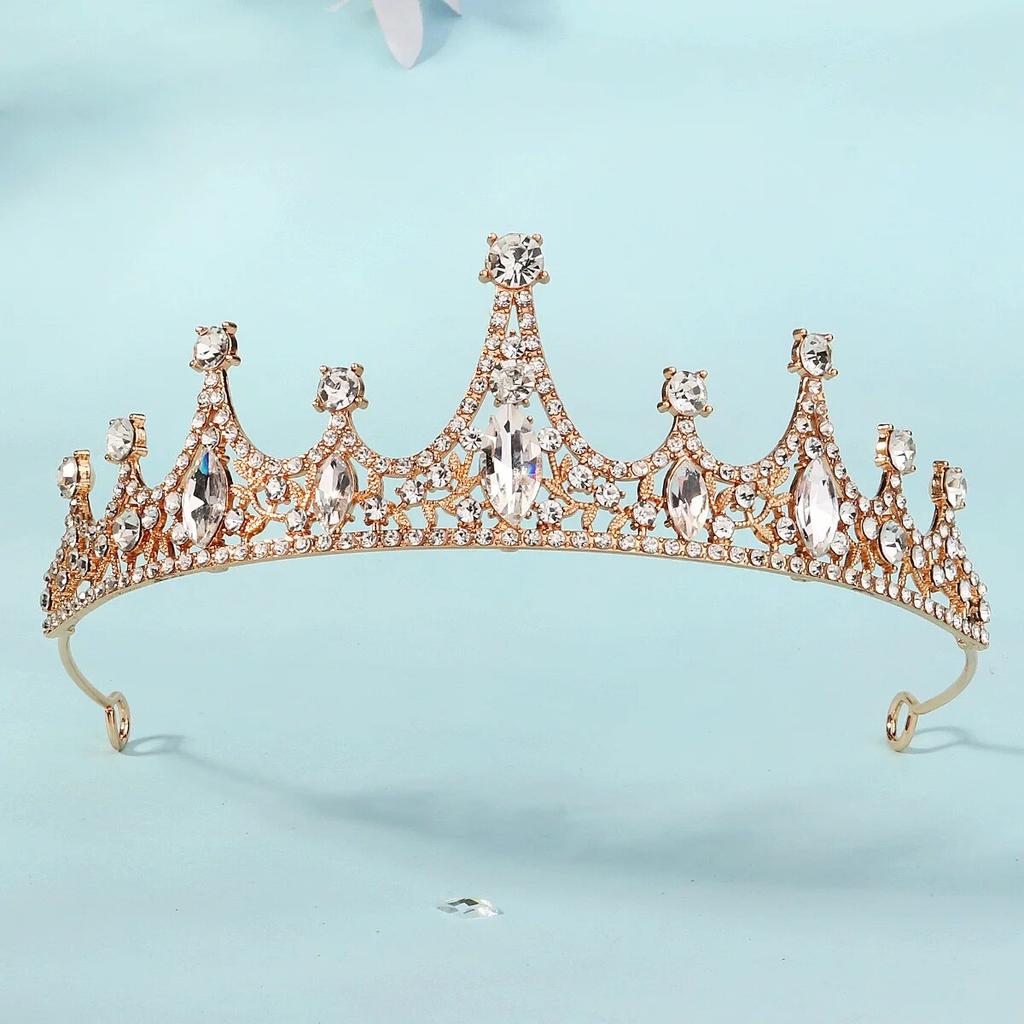 Black Big Rhinestone Crystal Rhinestone Party Wedding Hair Jewelry Accessories Birthday Tiaras Halloween Crown Women