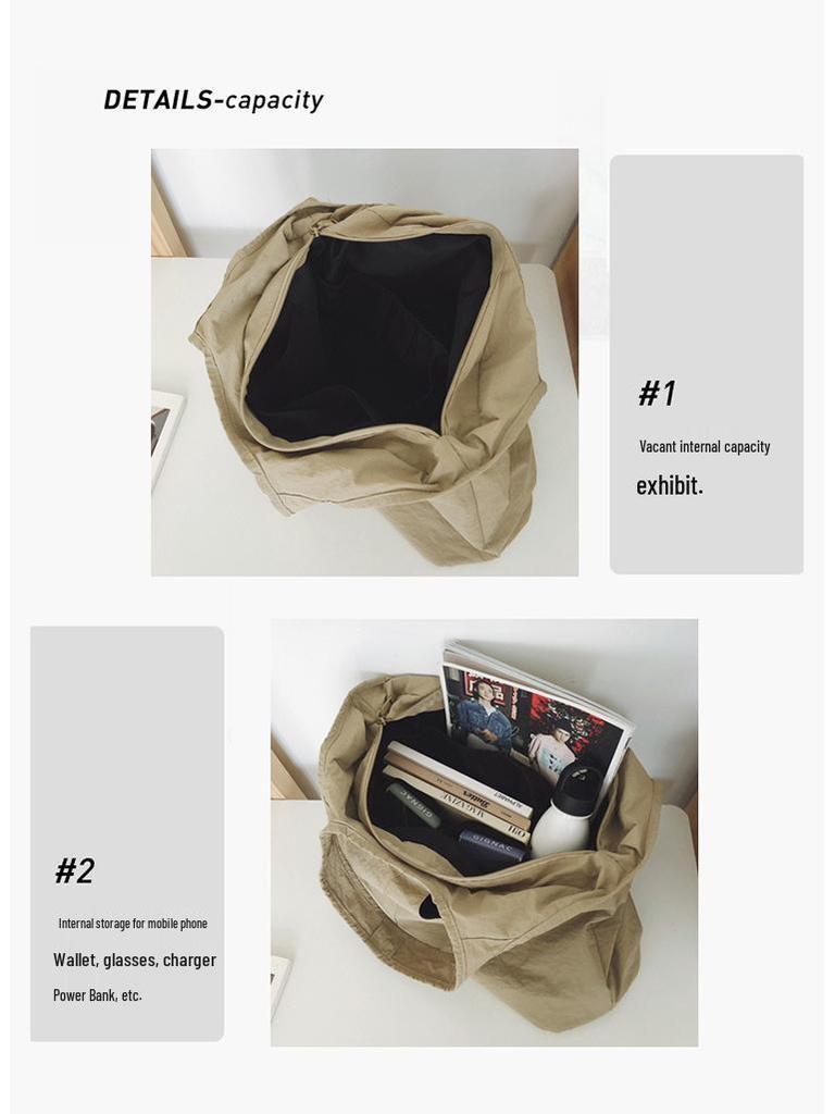Japanese-Inspired Large Capacity Tote - Lightweight, Versatile Handheld or Shoulder Cloth Bag for Women