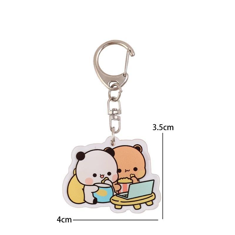 

Adorable Double Cloth Keychain with Cartoon Acrylic Pendant - Customizable Student Backpack Charm 5cm