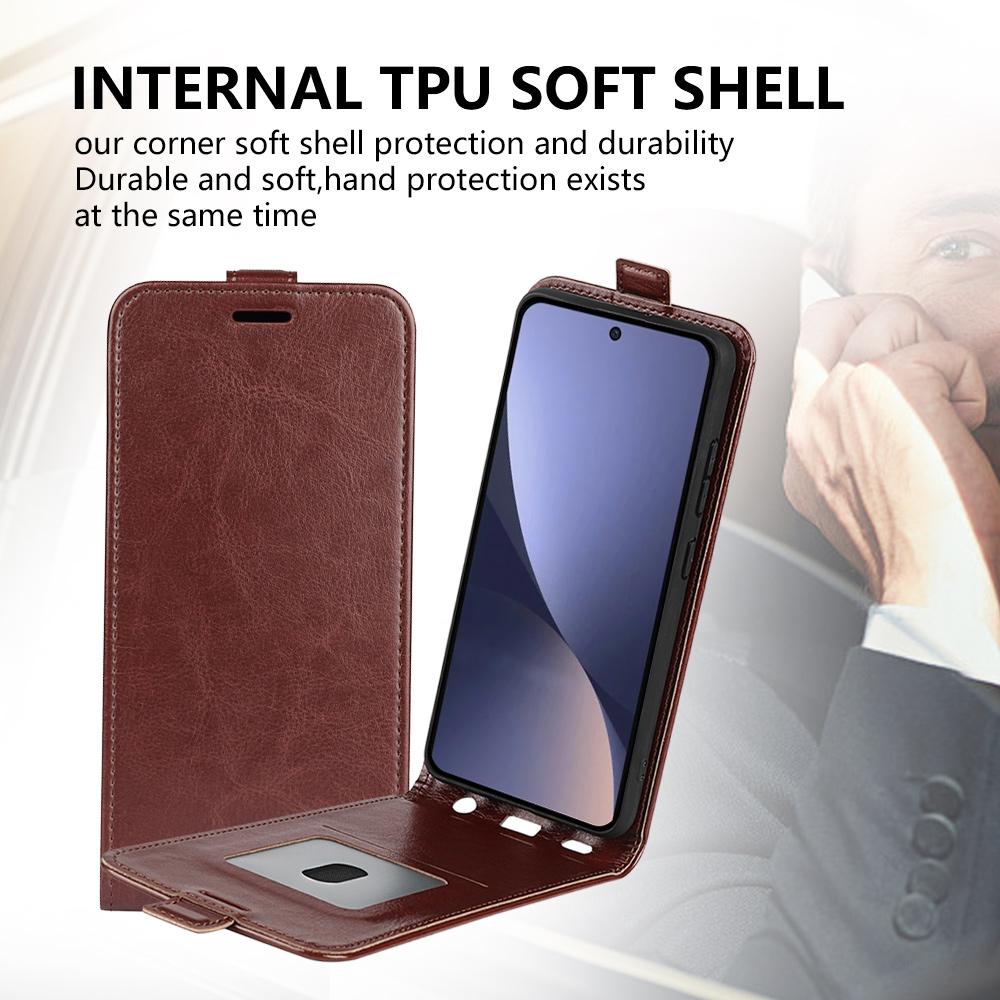 Cell Phone Cover For Xiaomi 13 5G,Vertical Flip Leather Crazy Horse Texture Protective Phone Case Card Holder