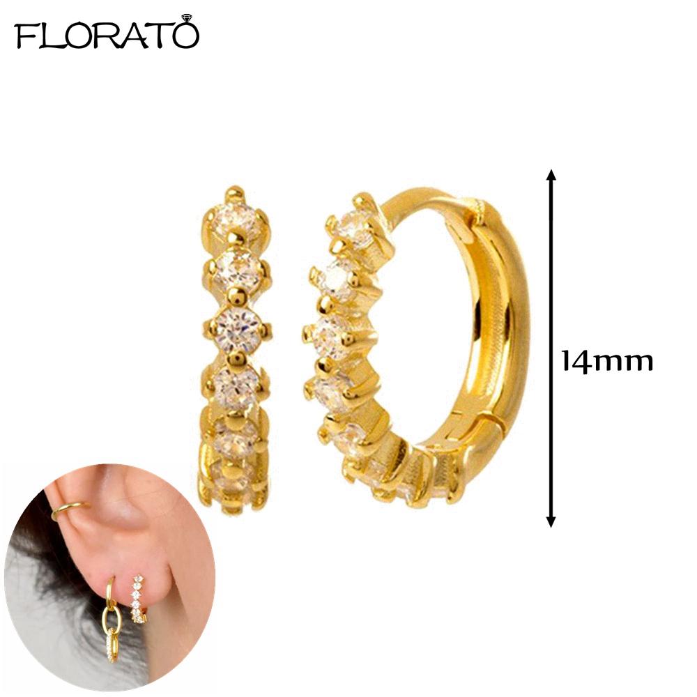 925 Silver Needle 11/13mm Small Hoop Earrings for Women Circle Piercing Huggie Earrings Multicolor Zircon Earrings Party Jewelry