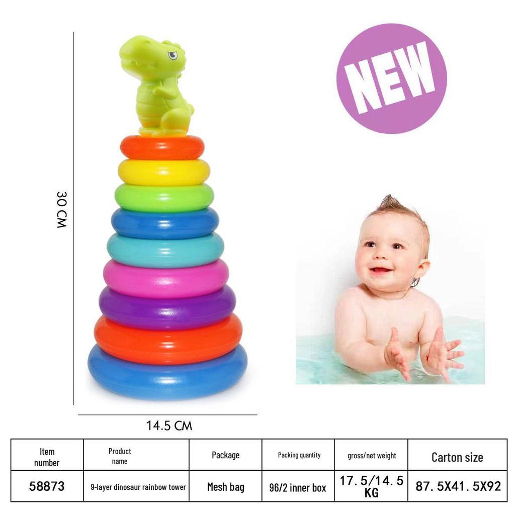 Rainbow Ring Toss Duck Stacking Game - Educational Toy for Kids 0-3
