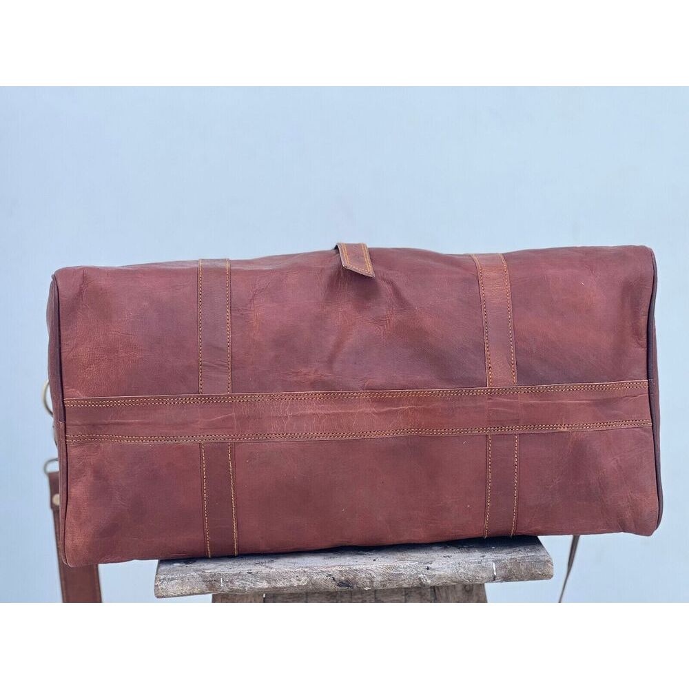 Geantă Duffel de 21" din Piele pentru Bagaj de Mână, de Călătorie peste Noapte/Weekend, Cabină Avion, Geantă de Mână