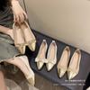 French pointed head color matching light mouth single shoes female 2025 spring and autumn new fairy style gentle and versatile flat shoes beige