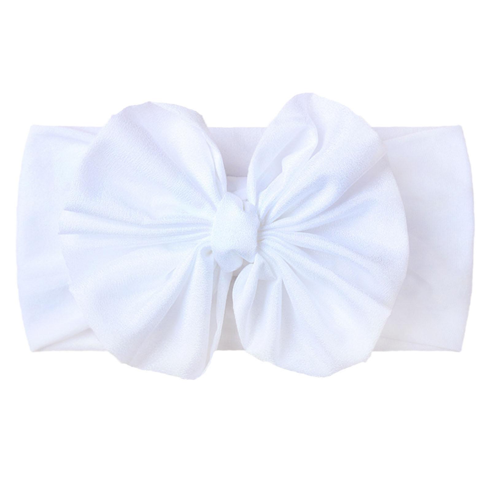 

Детские нейлоновые повязки на голову, резинки для волос с бантом, аксессуары для волос для маленьких девочек, новорожденных, детей ясельного возраста One Size белый