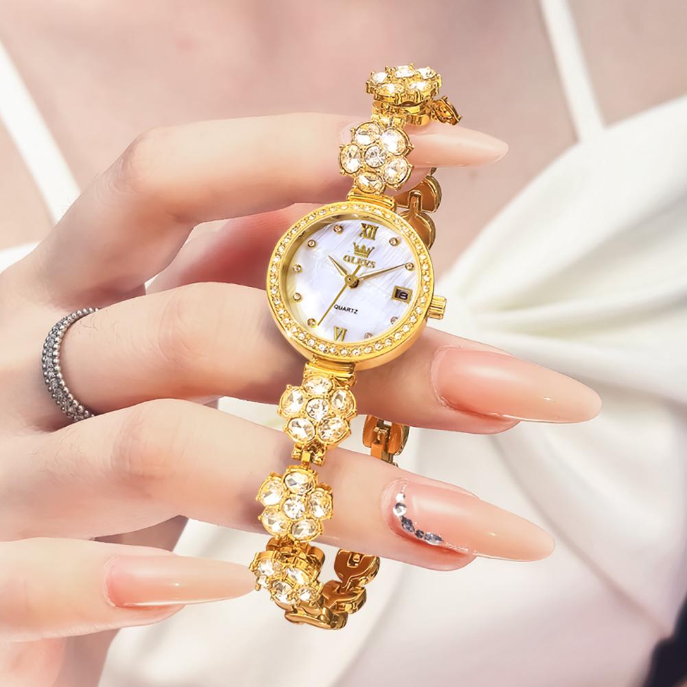 New OLEVS Rose Gold Women Watches Rhinestone Bracelet Ladies Wrist Watches Luxury Brand Womens Watch Female Relogio Feminino