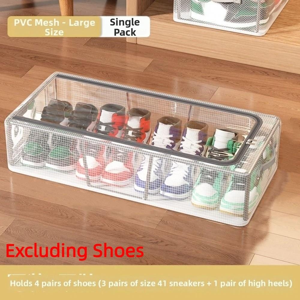 Stackable Transparent Shoe Box Folding Clothes Quilt Storage Box Durable Shoe Holder  Bedroom