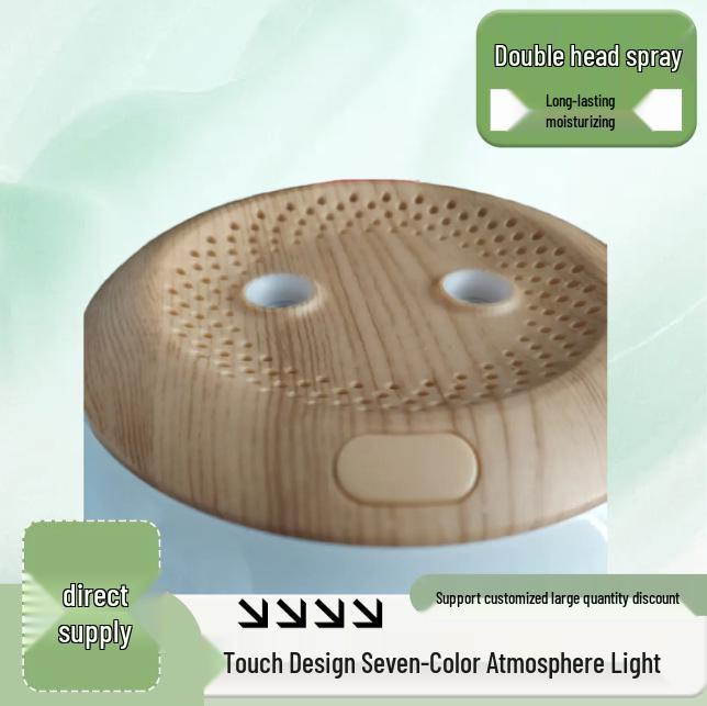 Silent Dual Spray Humidifier with Long-Lasting Battery, Large Capacity, Color Night Light & Air Purification
