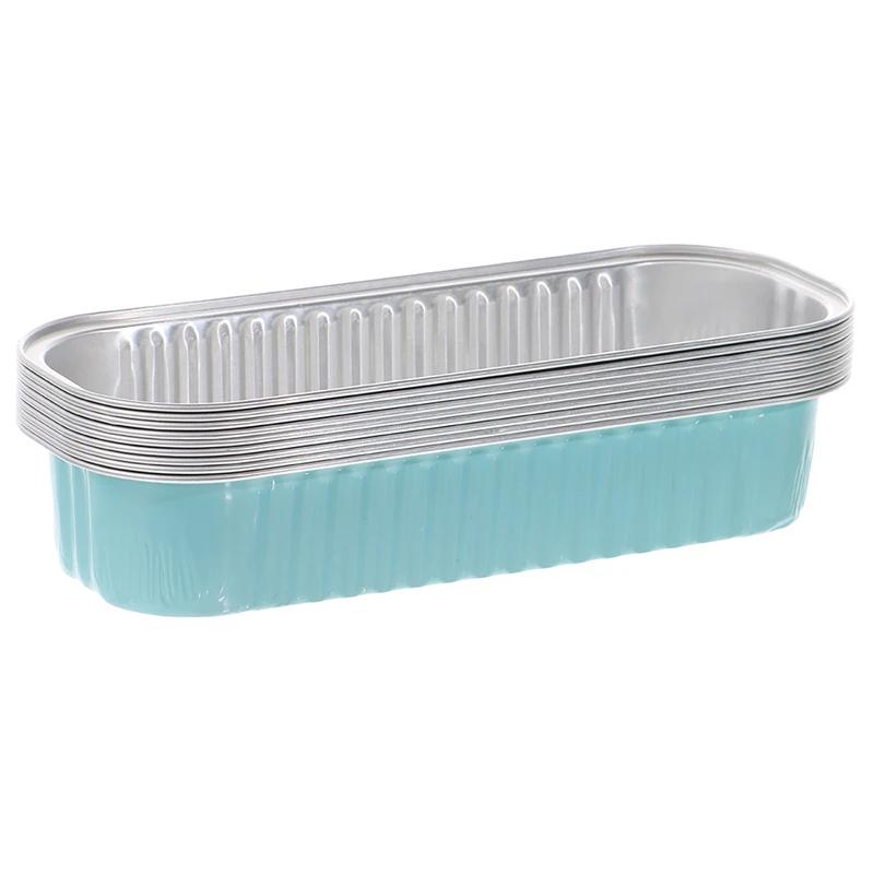 10pcs 200ml Aluminum Foil Loaf Pans With Lids Rectangle Non-Stick Baking Tins Bread Packing Container Disposable Bakeware Molds