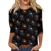 Dámské módní ležérní tričko s tříčtvrtečním rukávem a halloweenským potiskem, s kulatým výstřihem