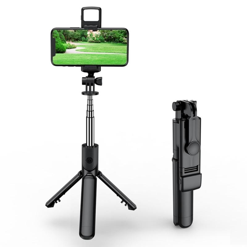 Telescopic Selfie Stick Portable Phone Tripod Holder Adjustable Extension Rod with Fill Light for Live Video Streaming