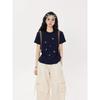 Women's Cute Cartoon Dog Print Cotton Crew Neck Short Sleeve T-Shirt Casual Slim Summer Top