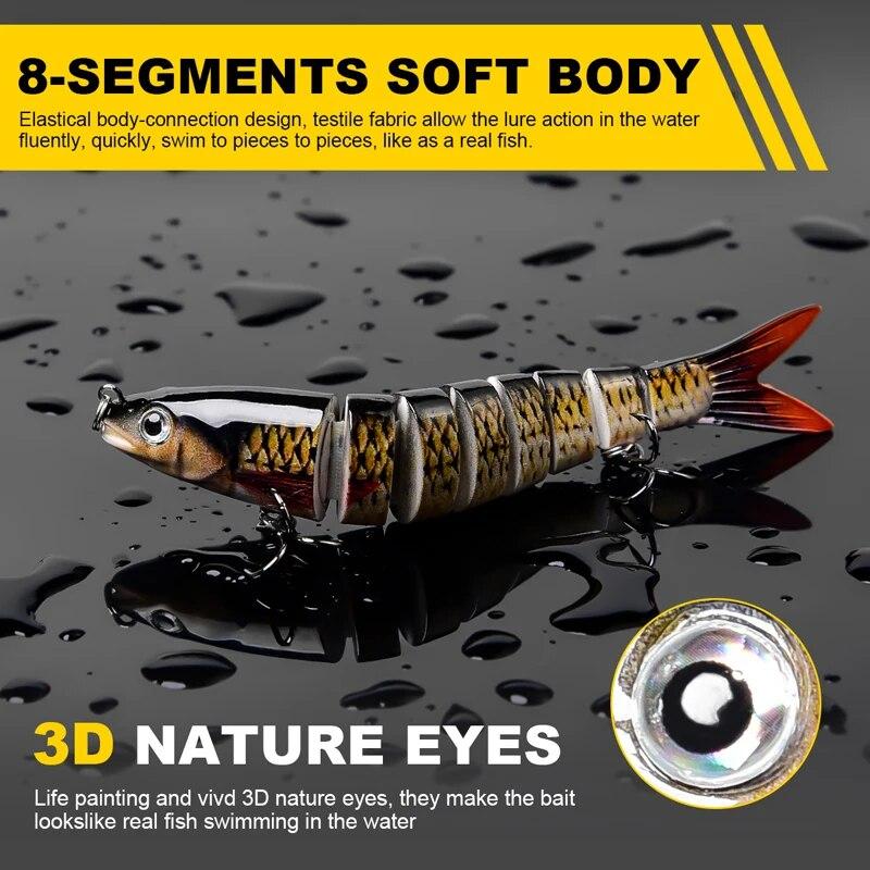 3PCS/Box Multi Jointed Fishing Lure 13.5cm/19g Slow Sinking Bionic 8 Segmented Bait Wobble Tackle Saltwater Bass Trout Pesca