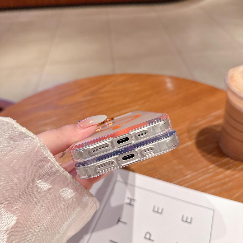 For iPhone 16 Case Compatible with MagSafe PC + TPU Clear Phone Cover with Diamond Texture Lens Frame