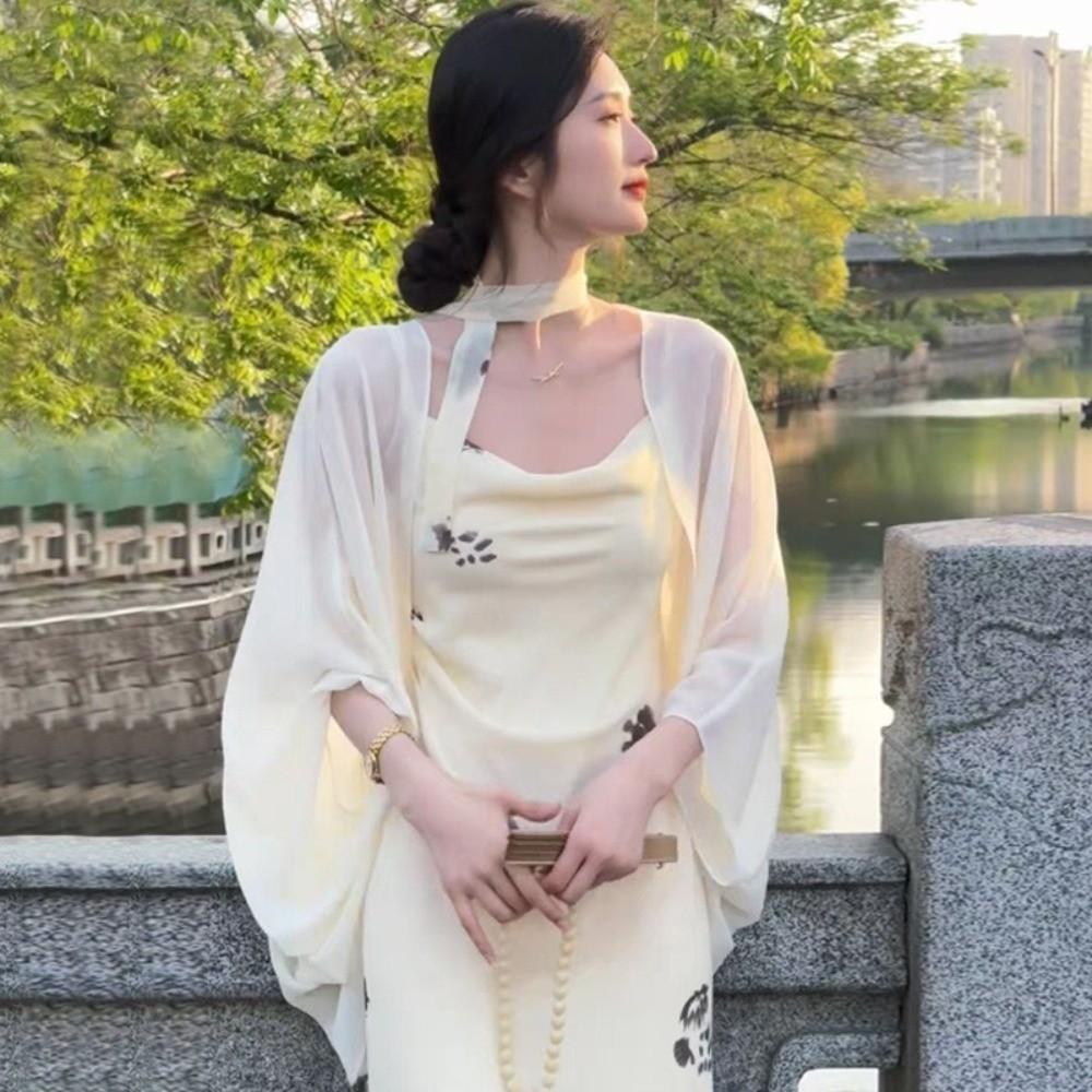 Loose Fit Chiffon Shirt Wrinkle Free Sun Protection Cardigan Fashion Cover Up белый