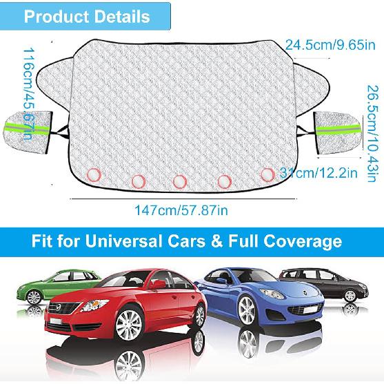 NUZEKY Windshield Cover for Ice and Snow: Car Windshield Snow Cover with 5 Layers Protection, Strong Magnetic Edges Frost Guard Windshield Cover, Car