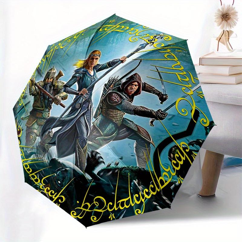 Fantasy Warriors: Epic Battle Scene StickerUmbrella, Portable 3-Fold Compact Umbrella for Men & Women Gift