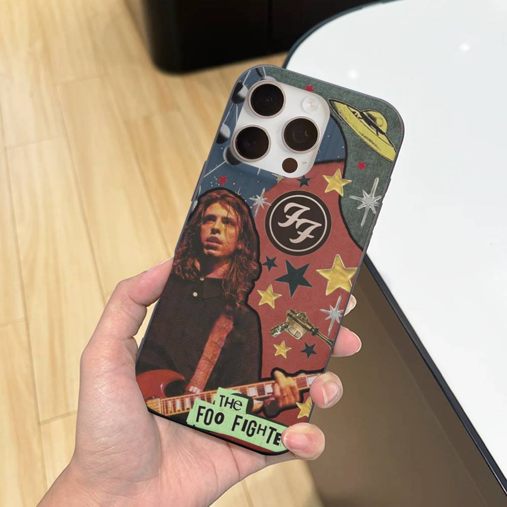 Band F-Foo F-Fighters Classic Rock Phone Case For IPhone 16 15 17 Pro 11 12 13 14 Pro Max Plus Soft Ripple Silicone Cover Shell