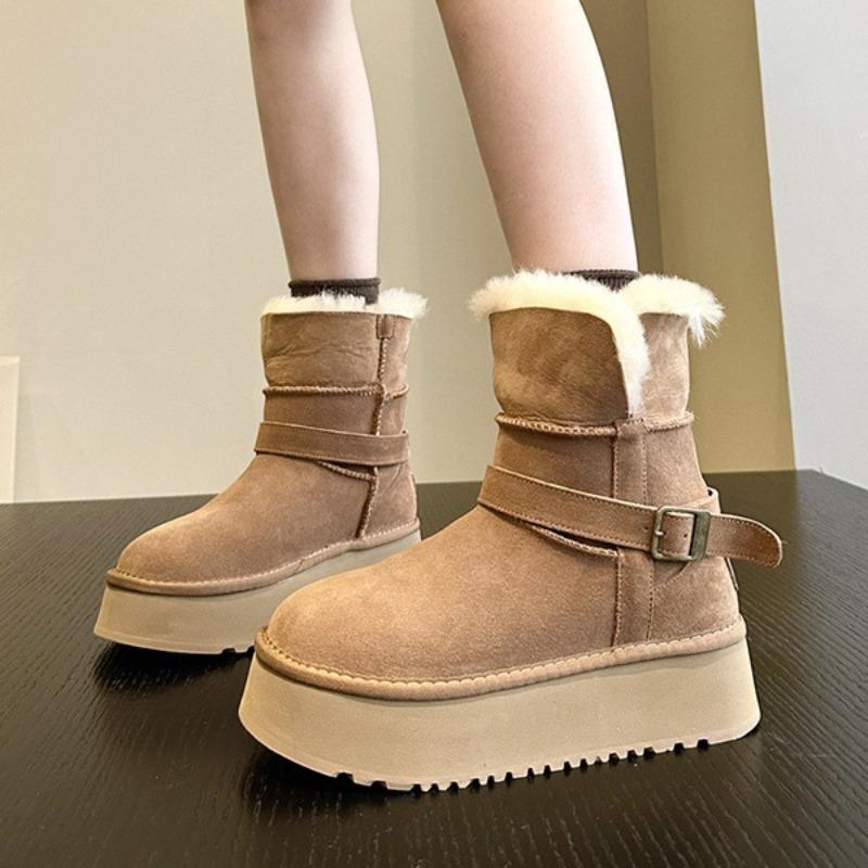 thick-soled medium tube snow boots women's new winter models, piled and thickened, two wear snow cotton boots, cotton shoes