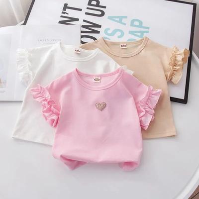 Short Sleeved Summer Children's Lace T-shirt, Children's Top, Girls' Clothing