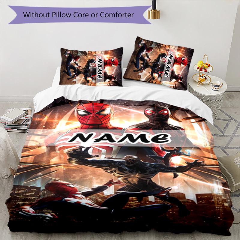3pcs Spider Man3 Cover Set - Personalized Name, HD Printed Bedding with 1 Cover and 2 Pillowcases - Perfect for Home Decor, Easy Care