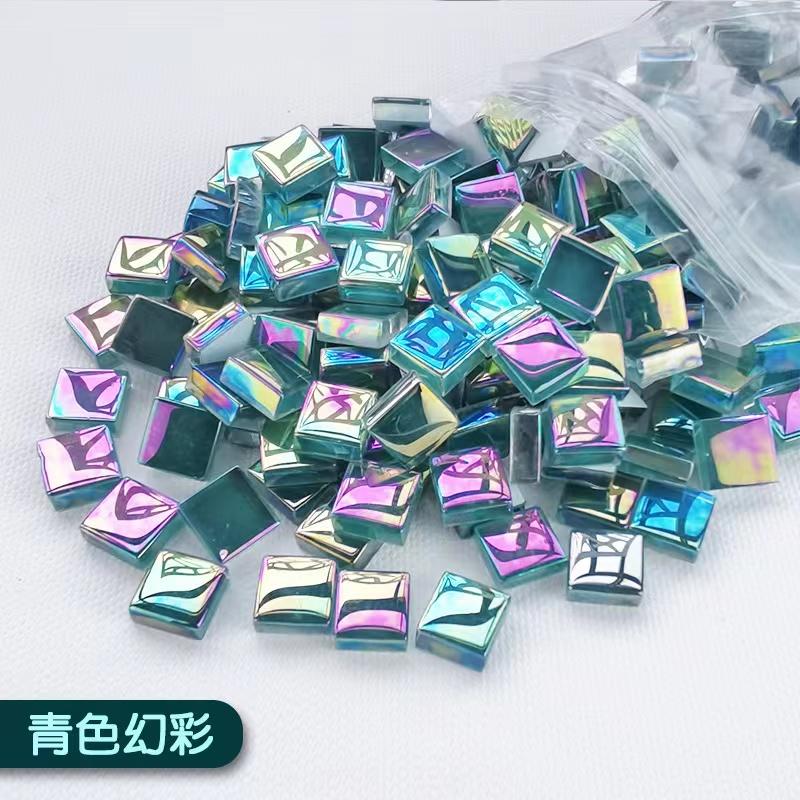 100g Mixed Mosaic Pieces Assorted Color Square Glitter Glass Mosaic Tiles for DIY Crafts Supplies Blue Purple Green Arte