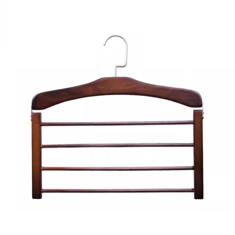 1Pc Premium Space-Saving Multi-Tier Wooden Pants Hanger - Durable Composite Wood Organizer For Ties, Scarves  & More