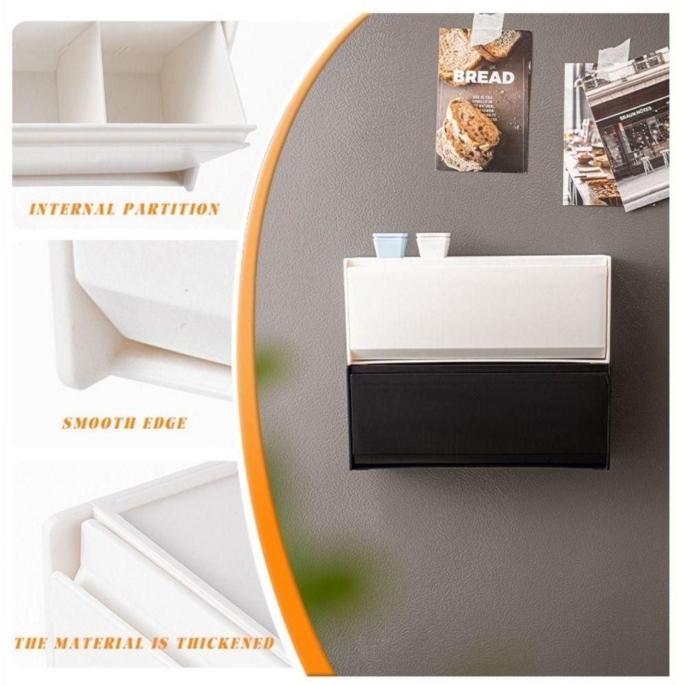 Kunststoff Magnetische Kühlschrank Aufbewahrungsbox Wandmontiert Abnehmbares Magnetisches Lagerregal Platzsparend Bohrlos