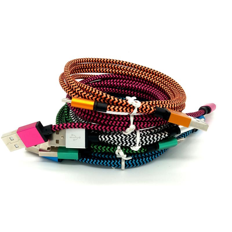 Durable Braided Fast Charge Data Cable Android Devices Aluminum Connectors Alloy