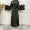 S-XXL Multi Color Available Middle East Dubai Hot Selling Clear Color Lace Up Muslim Dress