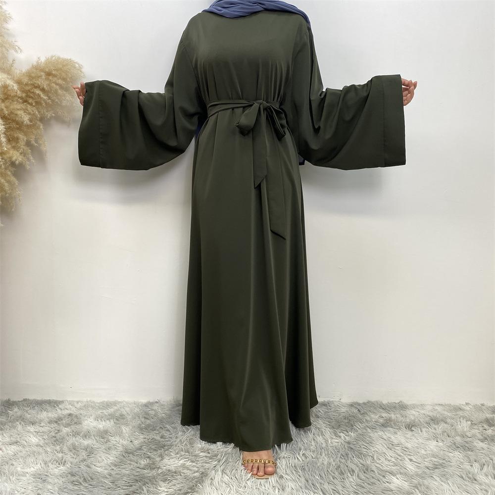 S-XXL Multi Color Available Middle East Dubai Hot Selling Clear Color Lace Up Muslim Dress
