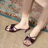 Fashion New Style Slip-on Slippers Women's Fashion Square Head Open Toe Crystal Thin Strap Anti-slip Wear-resistant Sandals