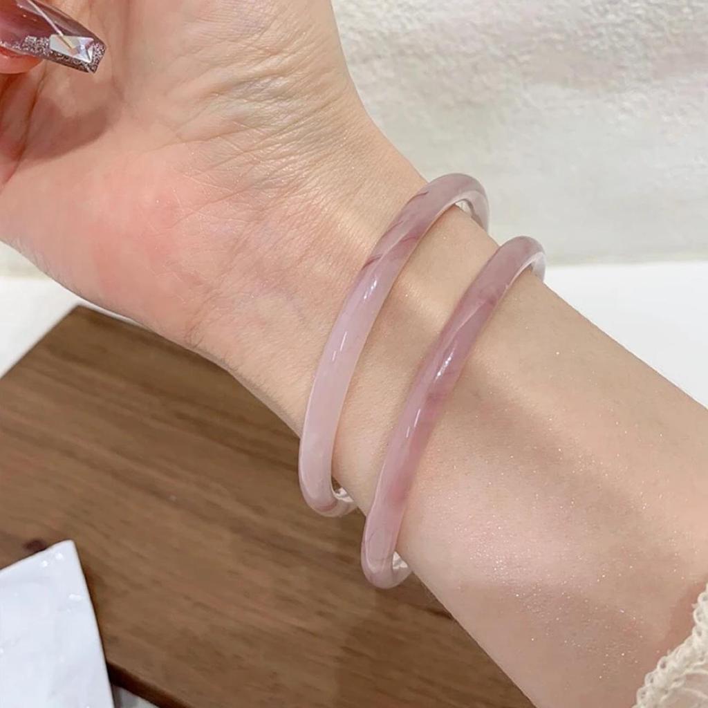 Elegant Chinese Style Jingle Bracelet: Ice-Transparent, Non-Fading Round Bangle Collection