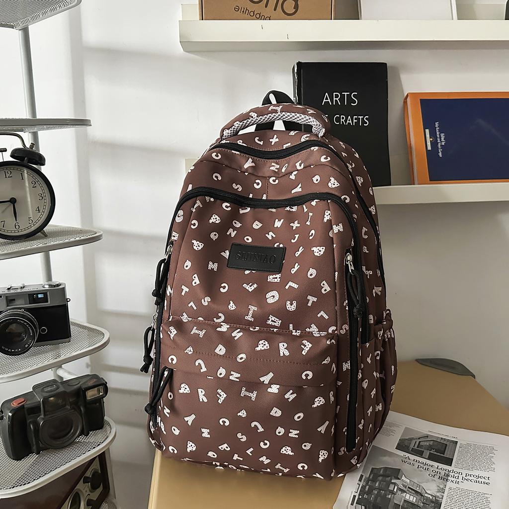 Schoolbag College Style Japanese Style Shoulder School Bag High School Boys Printed Simple Fashion Elementary School Boys Men's Lightweight Backpack