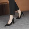 Flock Medium Heels Pumps Shoes for Women 2025 New Spring Thin Heel  Shoe Female Plus Size 43 Versatile Pointed Toe Shoes
