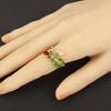 Nidin New Trendy Leaf/Water-drop/Flower Shape Inlaid Green Zircon Open Rings Adjustable For Women Temperament Finger Jewelry