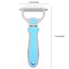 Peine Rastrillo de Acero Inoxidable de Doble Cara para Pelo de Mascota Herramienta Recortadora para Perro Gato (azul)