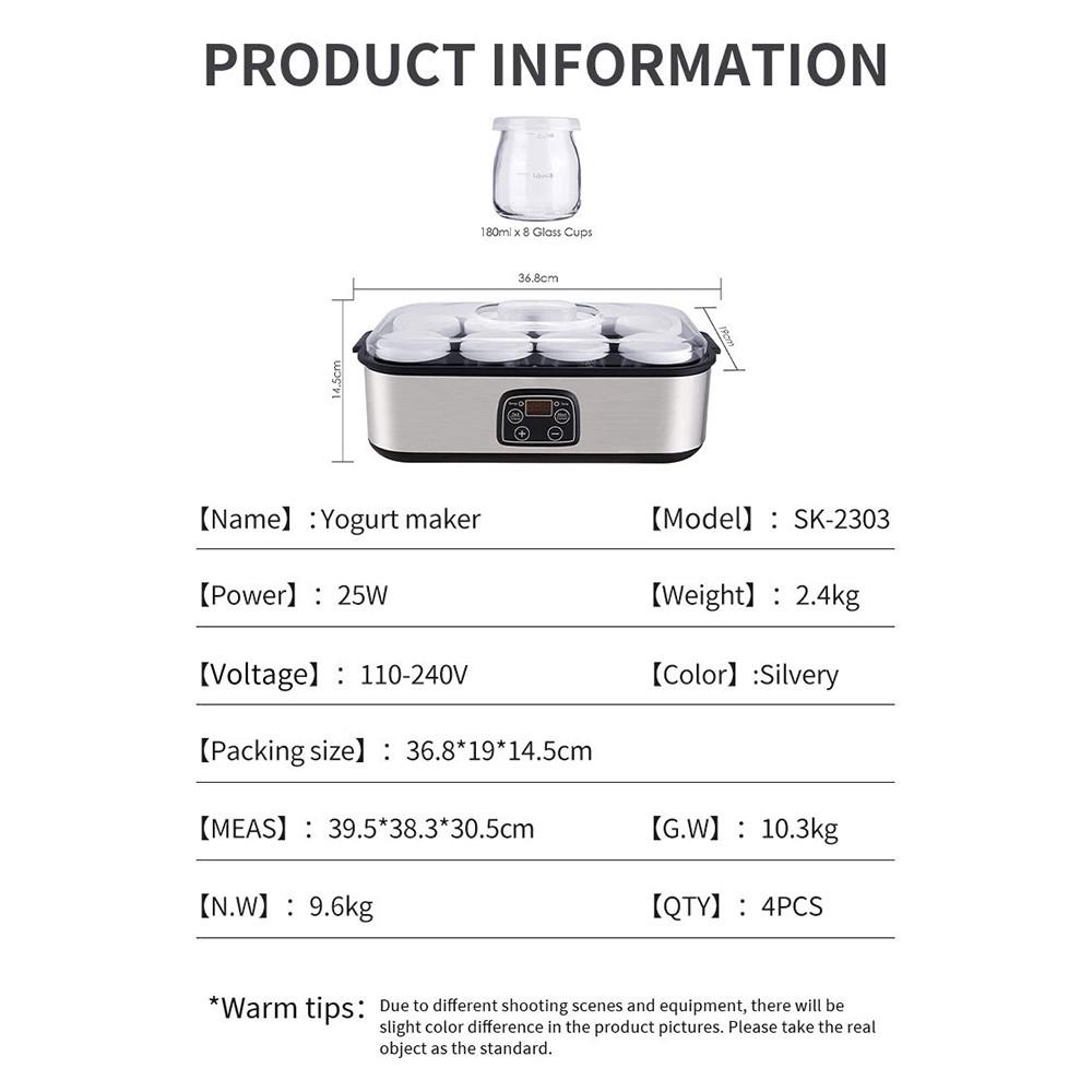 Household Small Automatic Digital Yogurt Maker Adjustable Temperature Yogurt Machine Kitchen Food Processing Equipment