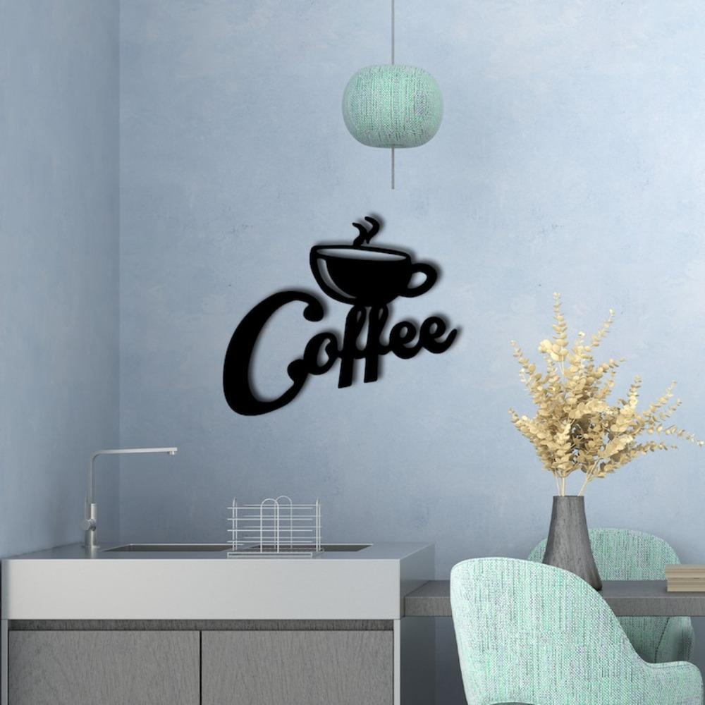 Metal Wall Art Home Decor Coffee Line Artwork Living Room Kitchen Office Gift