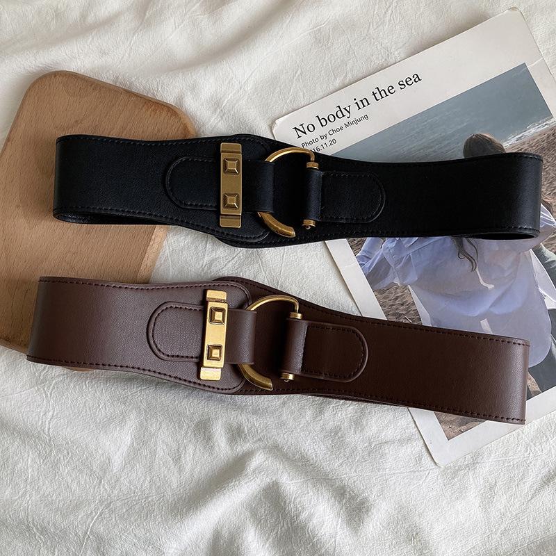 Simple leather elastic belt belt belt European and American retro temperament waist chain feeling versatile waist seal