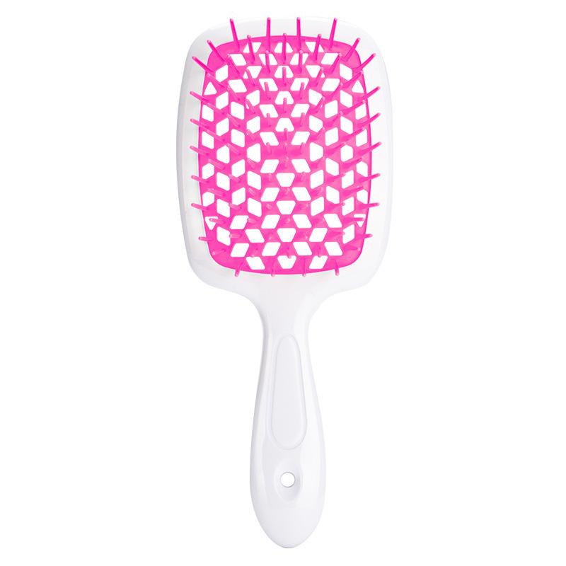 Scalp Massage Comb, Square Hollow Design, 2 Pack, Handles, Rose Red