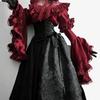 Vintage Lace Patchwork Long Sleeve Lolita Shirts Women High Waist Mid Length Loose Skirts Spring Autumn